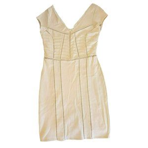 Free People Ivory Beige Mini Bodycon Stunning Perforated Dress Size S LH8108